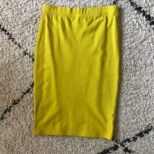 Neon yellow pencil skirt
